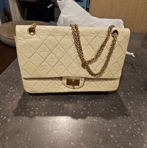 Chanel Ivory Aged Calfskin Reissue 2.55 GHW Double Flap